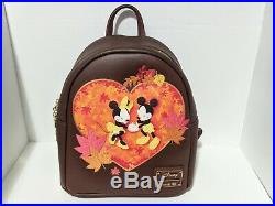 NWT Loungefly Disney Mickey /& Minnie Mouse Autumn Mini Backpack *New with Tags*
