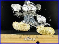 10K White Gold Mickey Mouse Xl Diamond Pendant 12 Ct