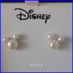 10kt Gold Pearl Disney Mickey Mouse Earrings Gift For Girl New In Box Pierced