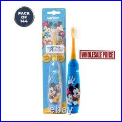 144x Disney Mickey Mouse Kids Battery Powered Toothbrush Soft Bristles & Cap