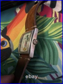 1928 Disney Mickey Mouse The Big Cheese WATCH Model MC076 tank-style. Antique