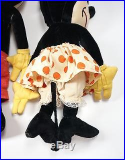 1930s Velveteen 18 Mickey Mouse & 16 Minnie Mouse Stuffed Toy Animals As Is