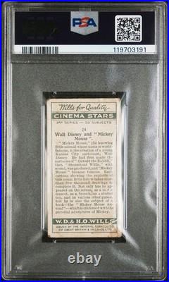 1931 WD & Ho Wills Walt Disney Mickey Mouse #24 Rookie Card Cinema Stars PSA 1