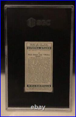 1931 Wills Cinema Stars Walt Disney Mickey Mouse SGC 3 Rookie Card Tobacco Cards