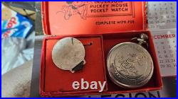 1933- Walt Disney Mickey Mouse- Ingersoll Pocket Watch & Fob-boxed- Antique #2