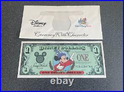 1997 $1 Disney Dollar Mickey Mouse 25th Anniversary A01225478A Rare with wallet