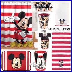 19pc Kids MICKEY MOUSE Complete BATHROOM SET Shower Curtain+Hooks+Mat+Towels Lot