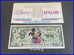 2000 $1 Disney Dollar Mickey Mouse 25th Anniversary D00184573A Rare with wallet