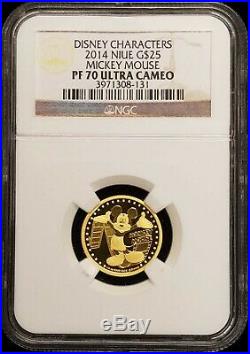 2014 Niue Mickey Mouse Disney Characters $25 1/4 oz Proof Gold Coin NGC PF 70 UC