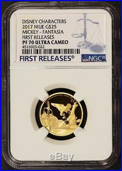 2017 Niue Disney Mickey Mouse Fantasia 1/4 oz Gold Proof Coin NGC PF 70 UCAM