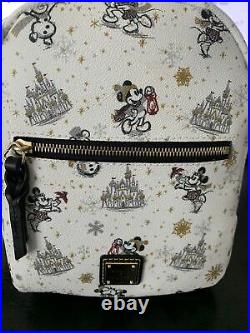 2020 Disney Parks Dooney & Bourke Christmas Holiday Mickey White Mini Backpack