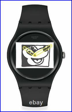 2021 Swatch Keith Haring Disney Mickey Mouse Watch Blanc Sur Noir