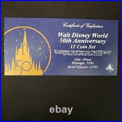 2021 Walt Disney World 50th Anniversary Commemorative 12 Coin Set Mintage 3000