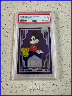 2023 Topps Chrome Disney 100 Mickey Mouse #1 Purple Refractor /299 PSA 10 GEM MT