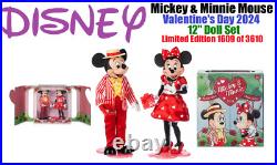 2024 Disney Mickey & Minnie Mouse Valentine's Day 12 Doll Set Limited Edition