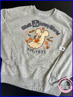 2025 Walt Disney World Halloween Mickey Mouse Ghost Pullover Sweatshirt Adult L