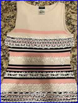 $2600 CHANEL 11C Lace Knit Pink Cashmere Dress 34 36 2 4 6 SWEATER CC TOP S 2011