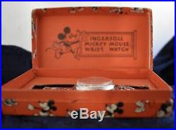 2nd Mickey Mouse Watch 1933 Ingersoll Disney With Orignal Box & Metal Band