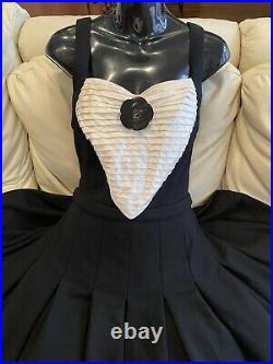 $3,700 Chanel 07a Black Ruffle Heart Dress 36 38 40 4 6 8 Tuxedo Valentine M