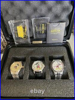3 NEW! Invicta Disney Limited Edition Mickey Mouse Men's Watch With 3 Slot Case