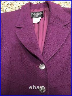 $4130 CHANEL TWEED 02A Vintage Logo 38 40 42 6 8 10 Dress Coat Jacket Top Blazer