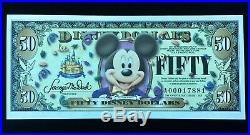 $50 Disney Dollars UNC & Envelope Series A 2005 Mickey Mouse 50th Anniversary