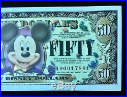 $50 Disney Dollars UNC & Envelope Series A 2005 Mickey Mouse 50th Anniversary