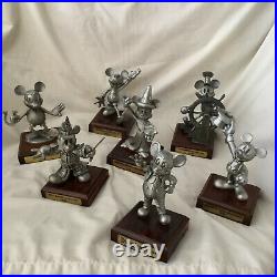 7 Disney Chilmark Mickey Mouse Pewter Figurine Statue Set