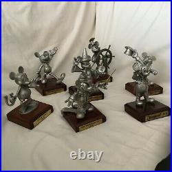 7 Disney Chilmark Mickey Mouse Pewter Figurine Statue Set