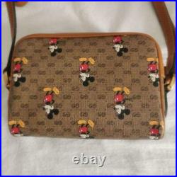 Auth Gucci Disney Collaboration Micro GG Shoulder Bag Mickey Mouse 602536 Brown