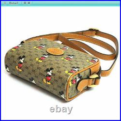 Auth Gucci Disney Collaboration Micro GG Shoulder Bag Mickey Mouse 602536 Brown