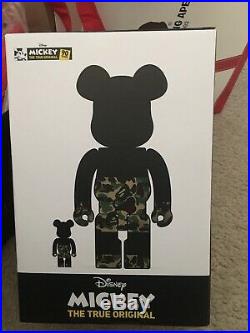Bape x Mickey Mouse x Bearbrick 400%, 100% Green Camo Disney New Limited Rare DS