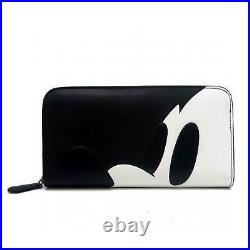 COACH Disney Mickey Mouse Nose Black Leather ZIP AROUND WALLET NEW