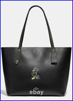 COACH X Disney Mickey Mouse Black Leather Market Tote Bag / Purse 69181 NEW
