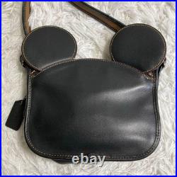 COACH x Disney F59369 Mickey Mouse Crossbody Bag Black Leather Canvas