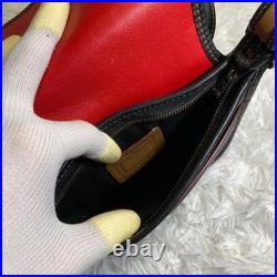 COACH x Disney F59369 Mickey Mouse Crossbody Bag Black Leather Canvas COACH x Disney F59369 Mickey Mouse Crossbody Bag Black Leather Canvas
