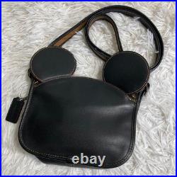 COACH x Disney F59369 Mickey Mouse Crossbody Bag Black Leather Canvas