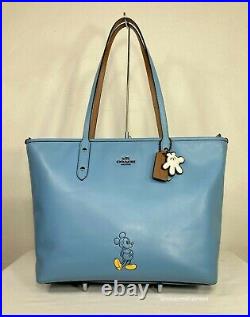 COACH x Disney Mickey Mouse Leather Purse Chambray Blue Shoulder Bag Hobo 56645