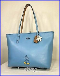 COACH x Disney Mickey Mouse Leather Purse Chambray Blue Shoulder Bag Hobo 56645
