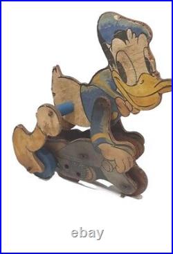 Chad Valley 1939 Walt Disney Mickey Mouse Ltd Donald Duck Clockwork Wood Tin Toy