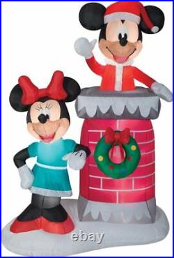 Christmas Santa Disney Mickey Mouse Minnie Chimney Airblown Inflatable 6.5 Ft