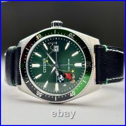 Citizen Eco-Drive DISNEY Mickey Mouse Golf Sport Green Watch 43MM AW1595-01W