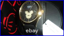 Citizen Eco Drive Disney Mickey Mouse Gold Tone Stainless Steel Quartz Watch BV