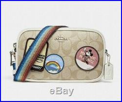 Coach Disney Mickey Minnie Mouse Patches Crossbody Pouch In Signature Canvas