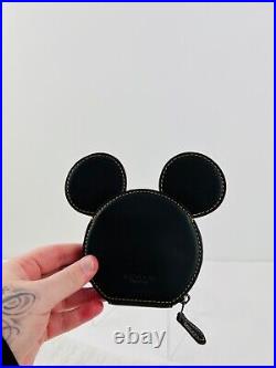 Coach Disney Mickey Mouse Black Leather Zip Around Limted Edition Coin Purse