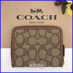 Coach Disney Mickey Mouse Small Zip Around Wallet Signature Jacquard New