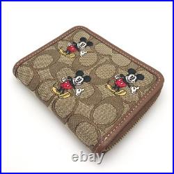 Coach Disney Mickey Mouse Small Zip Around Wallet Signature Jacquard New