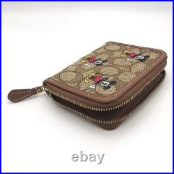 Coach Disney Mickey Mouse Small Zip Around Wallet Signature Jacquard New