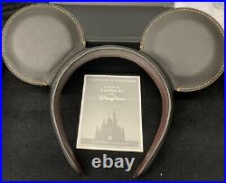 Coach Disney Parks Designer Black Leather Mickey Mouse Ears Tea Rose Headband