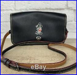 Coach X Disney Mickey Mouse Penny Glove Saddle Black Leather Crossbody Bag $395